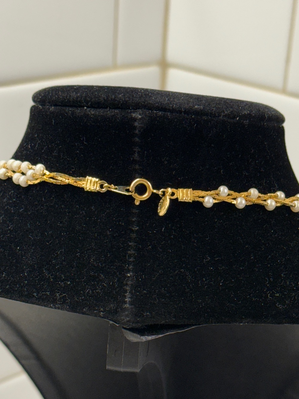 Vintage BC Lind 14K GE Glass Pearl Woven Necklace 18" 1980s - Picture 5 of 5